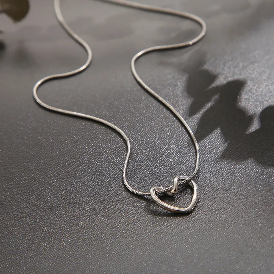 Minimalist Silver Open Heart Necklace