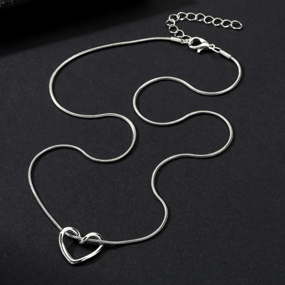 Minimalist Silver Open Heart Necklace