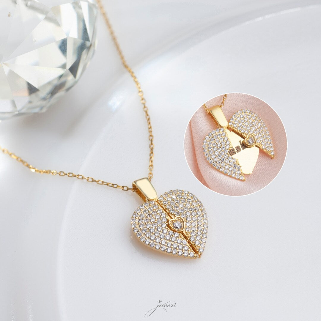 Sparkling Gold Heart Locket Necklace
