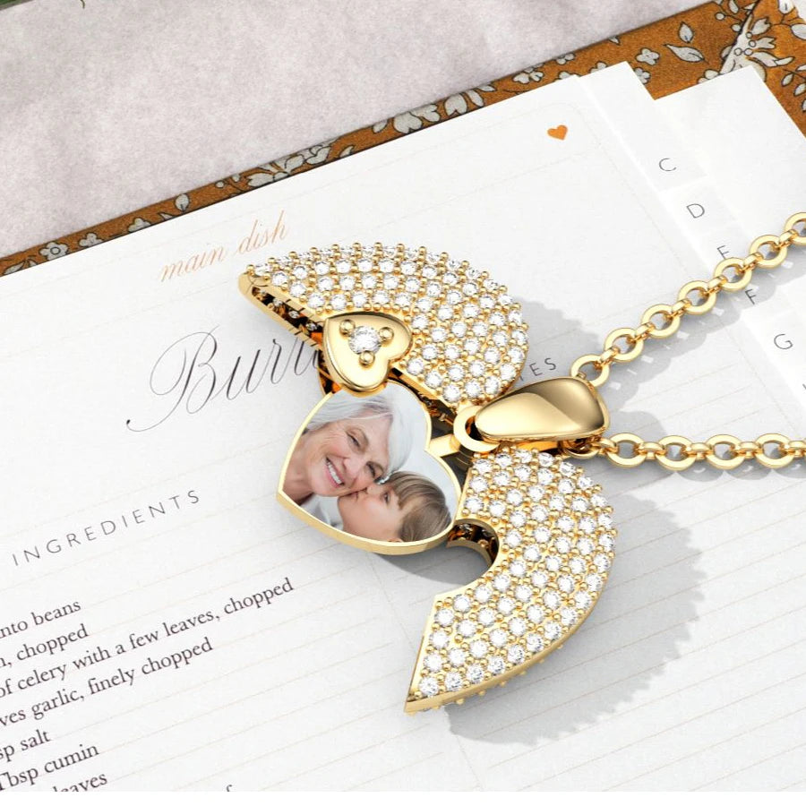 Sparkling Gold Heart Locket Necklace