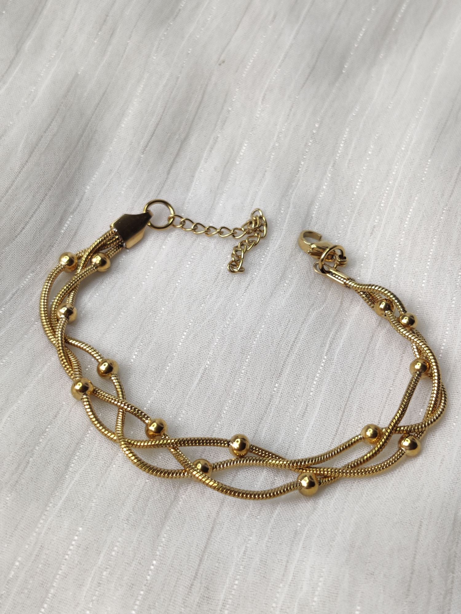 Elegant Multi-Layer Gold Bead Anklet