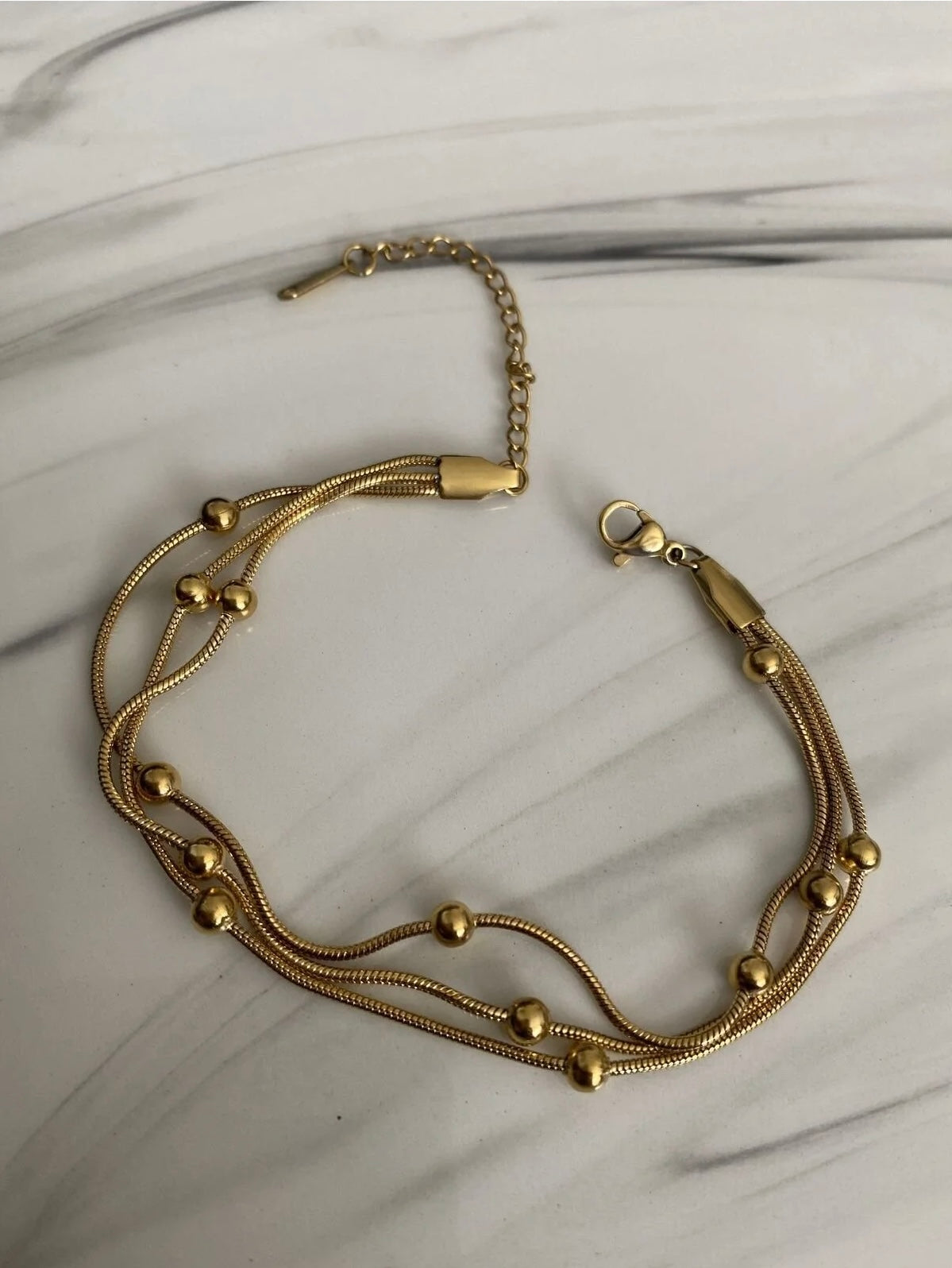 Elegant Multi-Layer Gold Bead Anklet