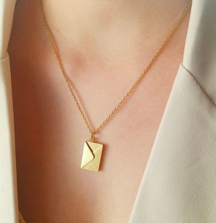Golden Love Letter Envelope Necklace