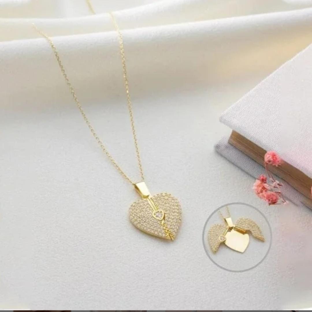 Sparkling Gold Heart Locket Necklace